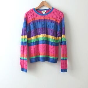 Talbots Multicolor Striped Crew Neck Sweater